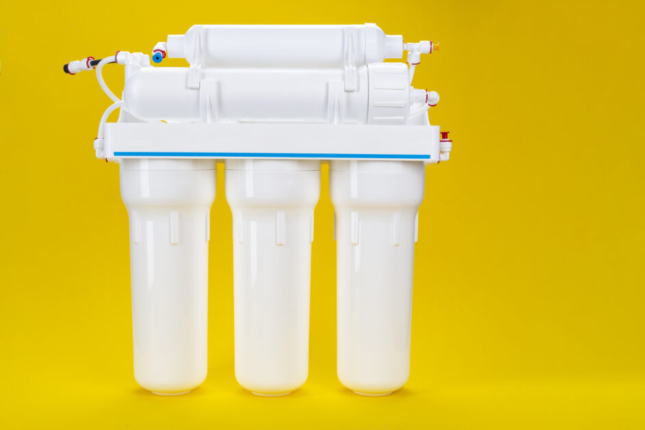 new osmosis water filter on a yellow background