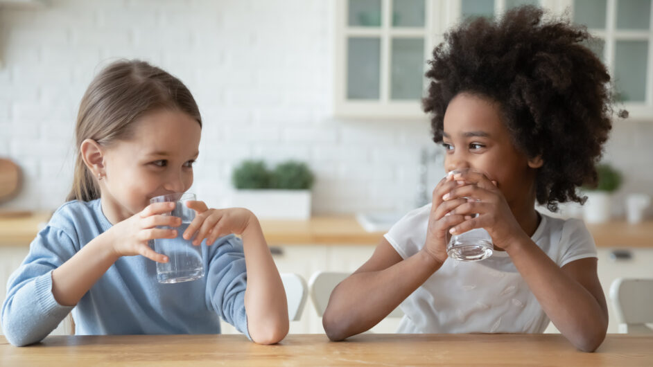 sisters drinking drink pure mineral water