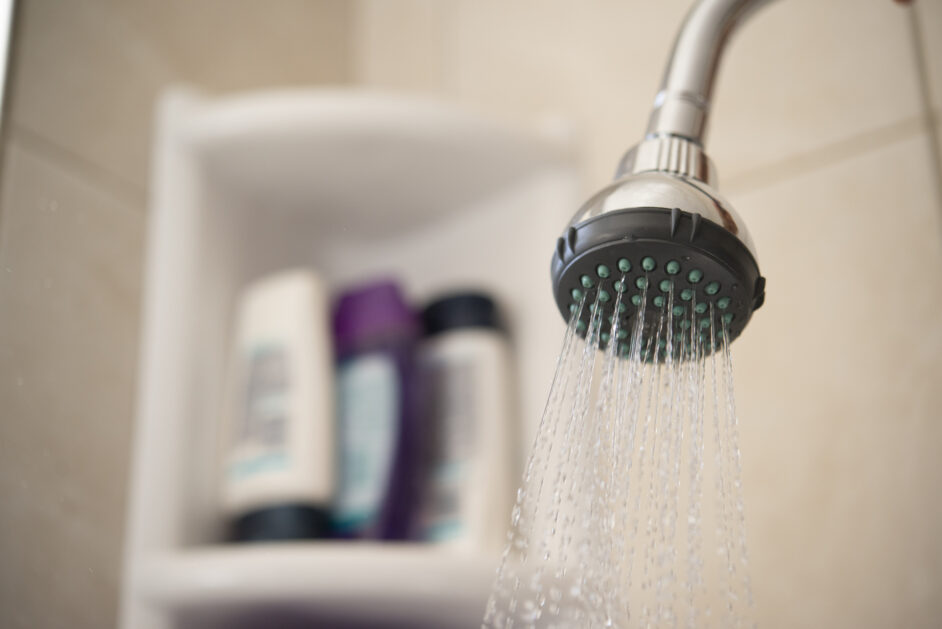 shower head spilling water