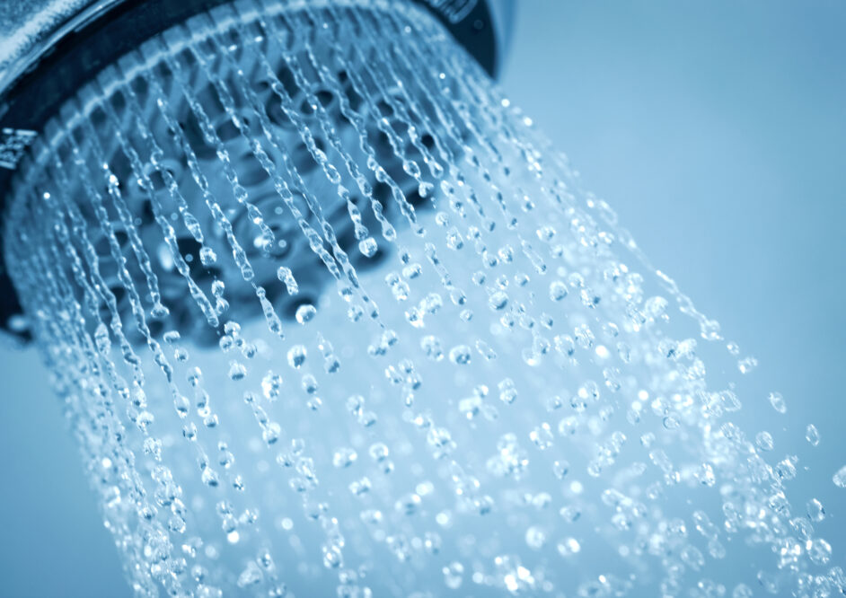 water flowing from a shower head