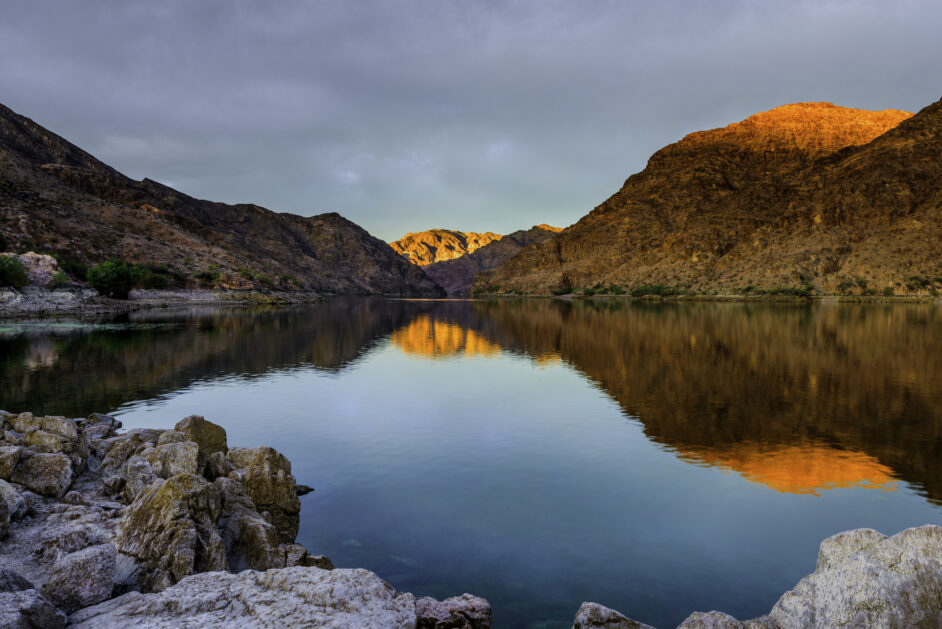 sunrise at colorado river near las vegas