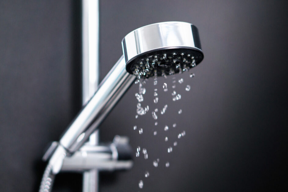 running water in shower