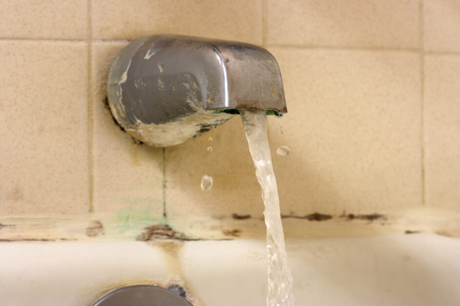 water flowing in bathtub