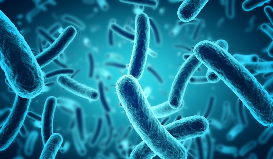 microscopic blue bacteria background